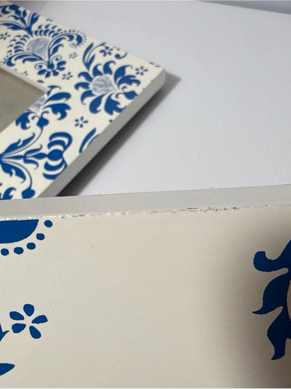 Blue Floral Ceramic Photo Frames - White & Blue Accent